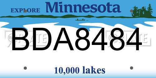 BDA8484 Minnesota License Plate