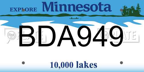 BDA949 Minnesota License Plate