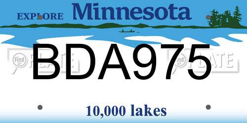 BDA975 Minnesota License Plate