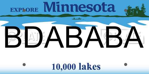 BDABABA Minnesota License Plate