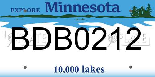 BDB0212 Minnesota License Plate