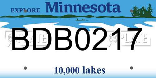 BDB0217 Minnesota License Plate