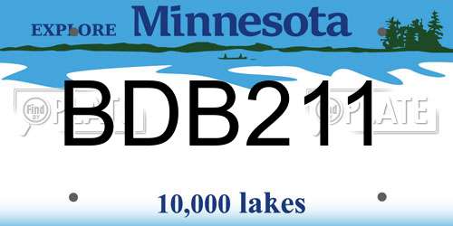 BDB211 Minnesota License Plate