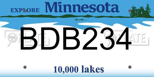 BDB234 Minnesota License Plate