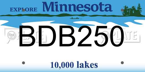 BDB250 Minnesota License Plate