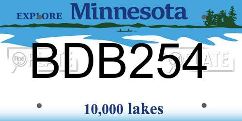BDB254 Minnesota License Plate