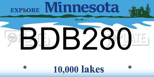 BDB280 Minnesota License Plate