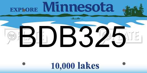 BDB325 Minnesota License Plate