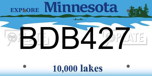 BDB427 Minnesota License Plate