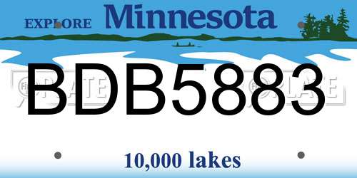 BDB5883 Minnesota License Plate
