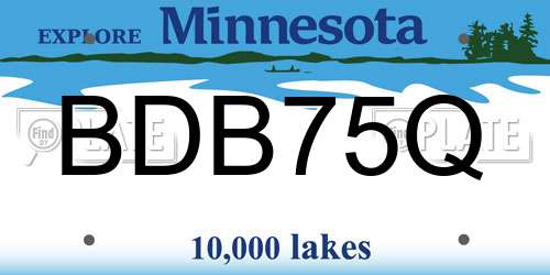 BDB75Q Minnesota License Plate