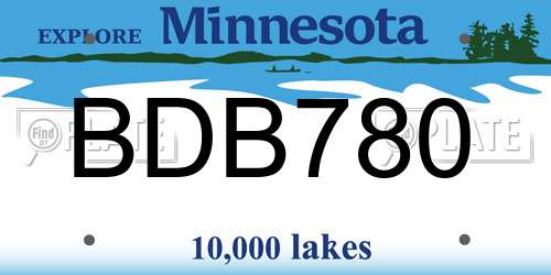 BDB780 Minnesota License Plate