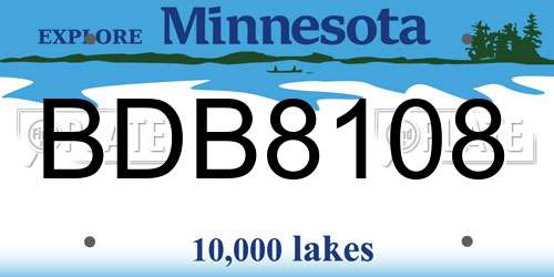 BDB8108 Minnesota License Plate