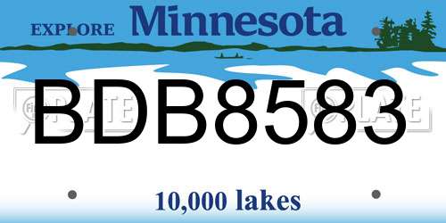 BDB8583 Minnesota License Plate