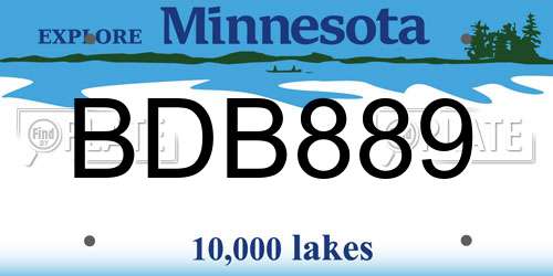 BDB889 Minnesota License Plate
