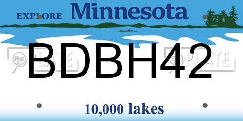 BDBH42 Minnesota License Plate