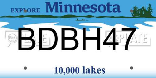 BDBH47 Minnesota License Plate