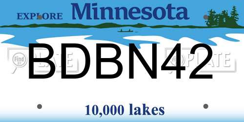 BDBN42 Minnesota License Plate