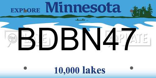 BDBN47 Minnesota License Plate