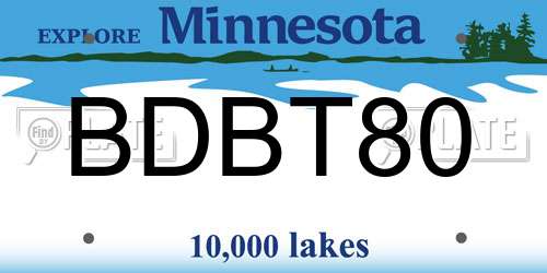 BDBT80 Minnesota License Plate