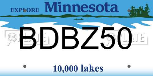 BDBZ50 Minnesota License Plate