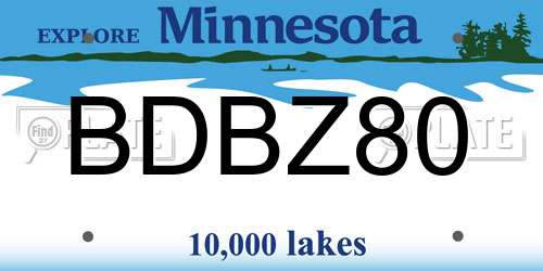 BDBZ80 Minnesota License Plate