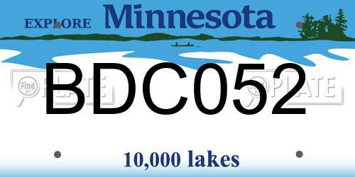 BDC052 Minnesota License Plate