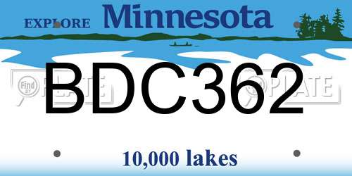 BDC362 Minnesota License Plate