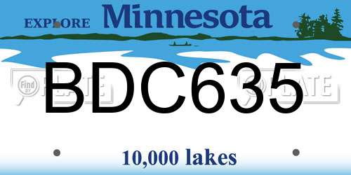 BDC635 Minnesota License Plate
