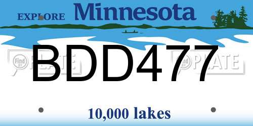 BDD477 Minnesota License Plate