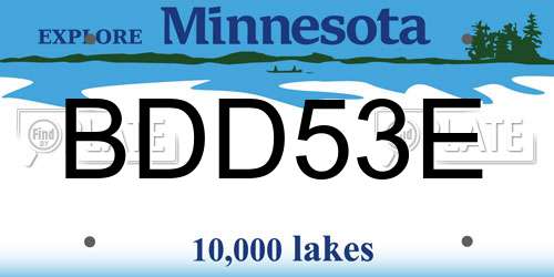 BDD53E Minnesota License Plate