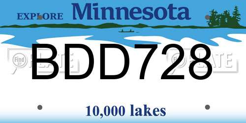 BDD728 Minnesota License Plate