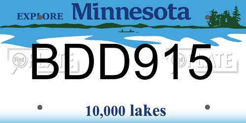 BDD915 Minnesota License Plate