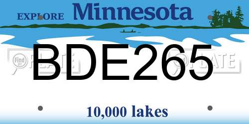 BDE265 Minnesota License Plate