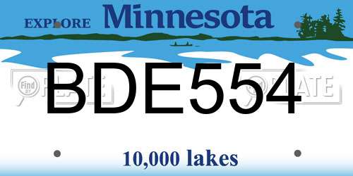 BDE554 Minnesota License Plate