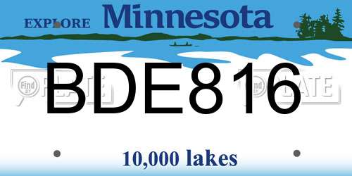 BDE816 Minnesota License Plate