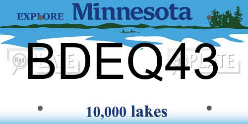 BDEQ43 Minnesota License Plate