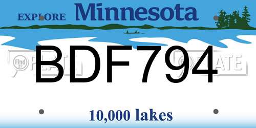 BDF794 Minnesota License Plate