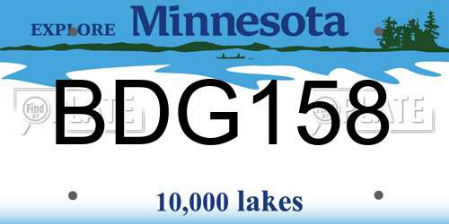 BDG158 Minnesota License Plate