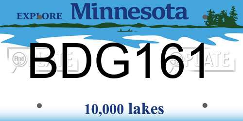 BDG161 Minnesota License Plate