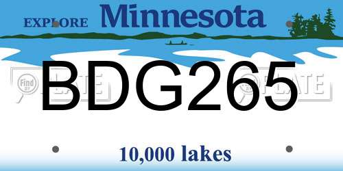 BDG265 Minnesota License Plate