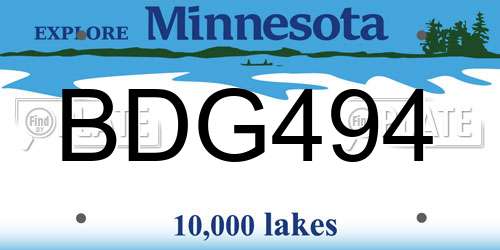 BDG494 Minnesota License Plate