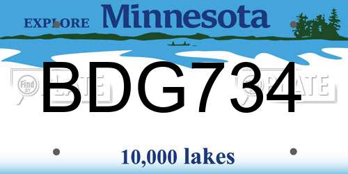 BDG734 Minnesota License Plate