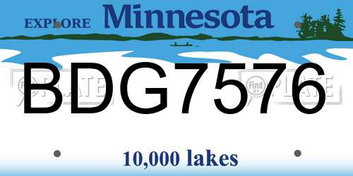 BDG7576 Minnesota License Plate