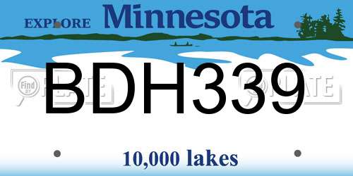 BDH339 Minnesota License Plate