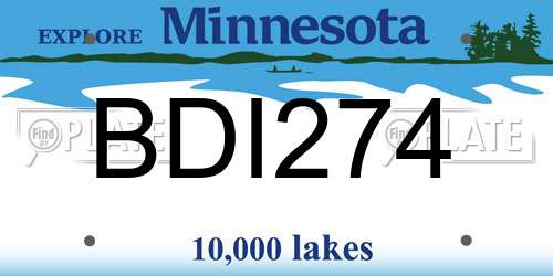 BDI274 Minnesota License Plate