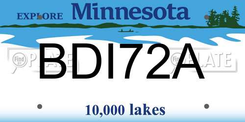 BDI72A Minnesota License Plate