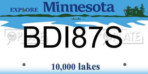 BDI87S Minnesota License Plate