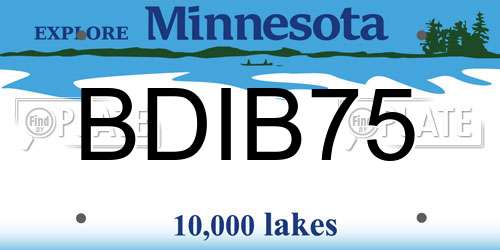 BDIB75 Minnesota License Plate