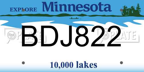 BDJ822 Minnesota License Plate